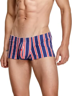 SEAUR Men's Cotton Low Rise Boxer Shorts Plaid Stripe Printed Underwear Pouch Trunks Comfortable Pajamas Shorts