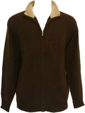 Shephe 4 Ply Men's Cardigan Cashmere Sweater Full Zip Closure Bi-Color Collar