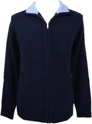 Shephe 4 Ply Men's Cardigan Cashmere Sweater Full Zip Closure Bi-Color Collar
