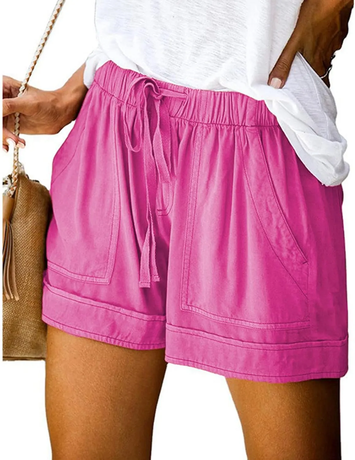SHOPESSA Womens Shorts Casual Stretch Comfy Pj Shorts for Women Loose Fit Baggy Lounge Trousers Women Running Biker Shorts