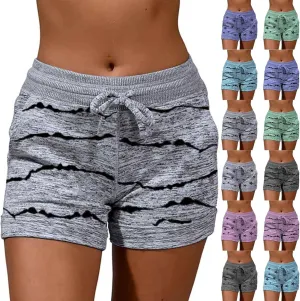 Shorts for Women Trendy Drawstring Elastic High Waist Sport Printed Butt Lifting Up Casual Loose Fit Sweatpant