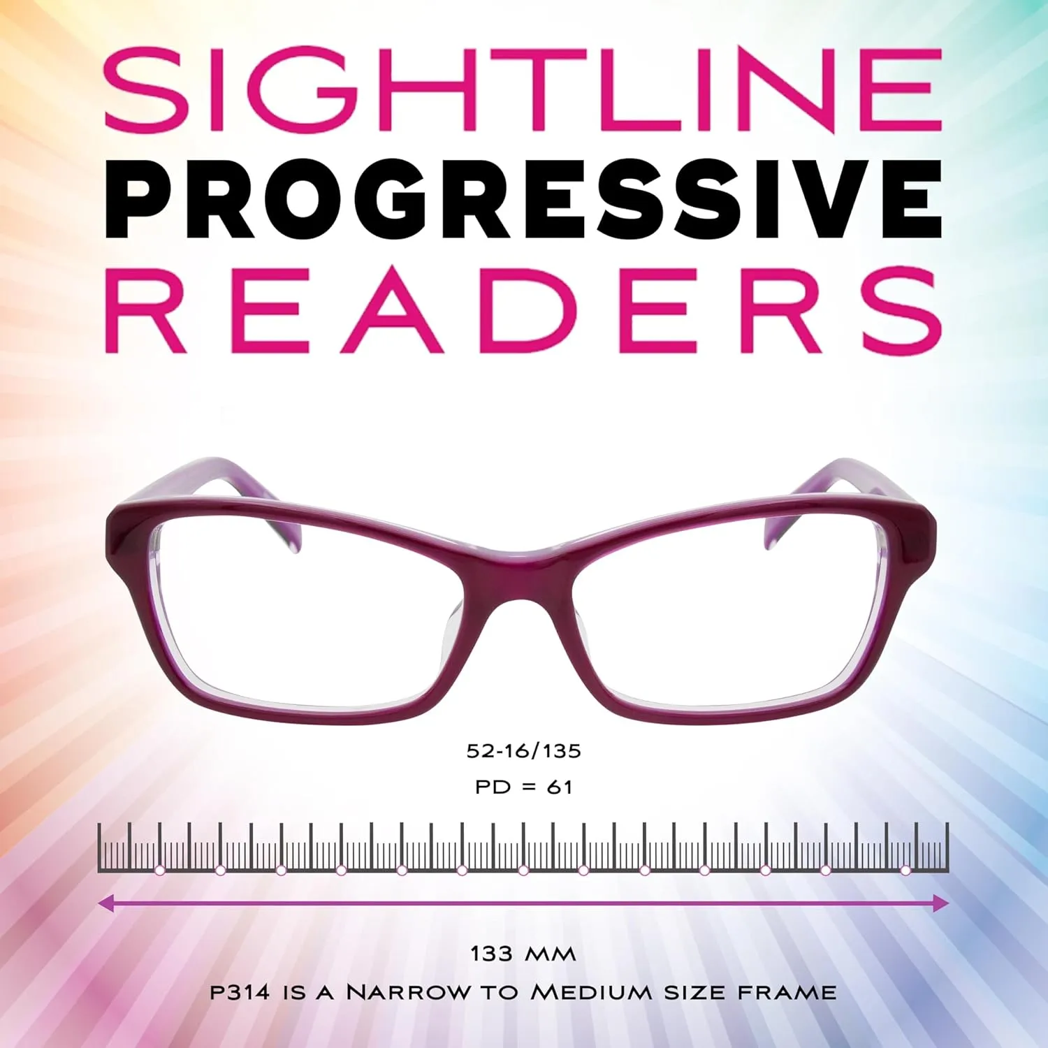 Sightline P314 Progressive Reading Glasses for Women Premium Cateye Optical Acetate Frame Medium Fit