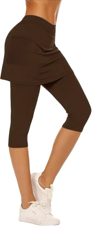 Skirted Leggings for Women 2025 Tennis Golf Skorts Capris Pickleball Clothing Outfits Gym Yoga Leggings with Skirts