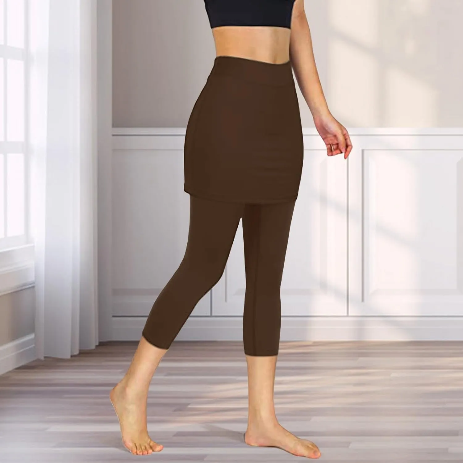 Skirted Leggings for Women 2025 Tennis Golf Skorts Capris Pickleball Clothing Outfits Gym Yoga Leggings with Skirts
