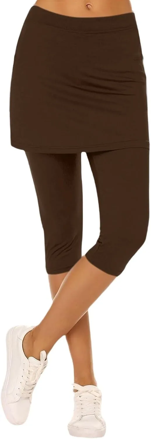 Skirted Leggings for Women 2025 Tennis Golf Skorts Capris Pickleball Clothing Outfits Gym Yoga Leggings with Skirts
