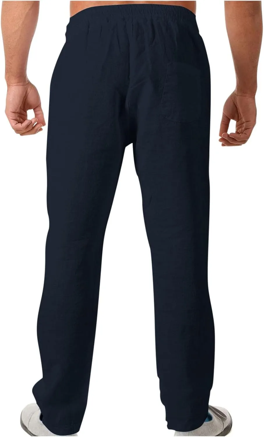 Soyumi Mens Casual Pants Elastic Waist Drawstring Chino Pants Tapered Cotton Twill Trousers with Pockets