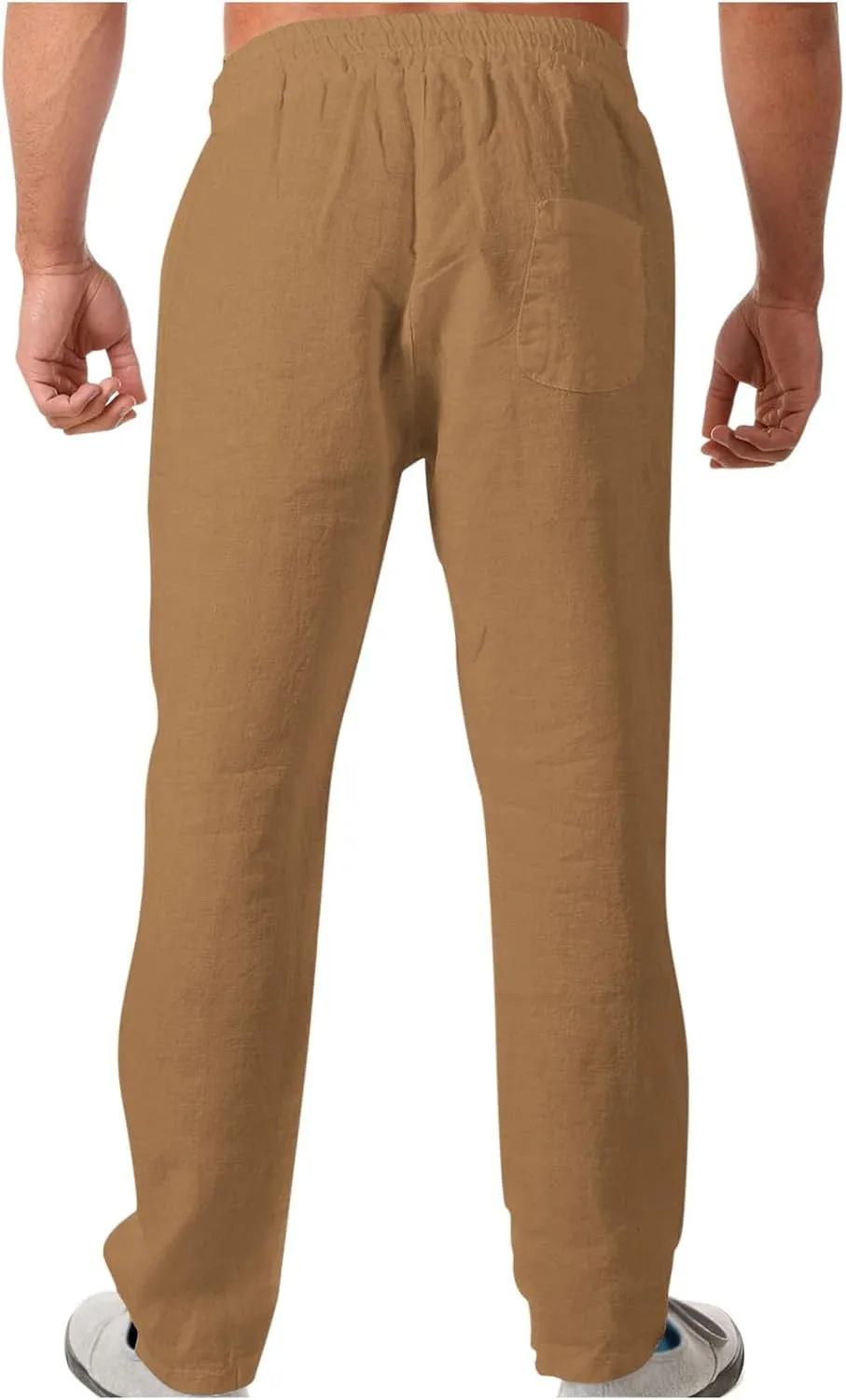 Soyumi Mens Casual Pants Elastic Waist Drawstring Chino Pants Tapered Cotton Twill Trousers with Pockets