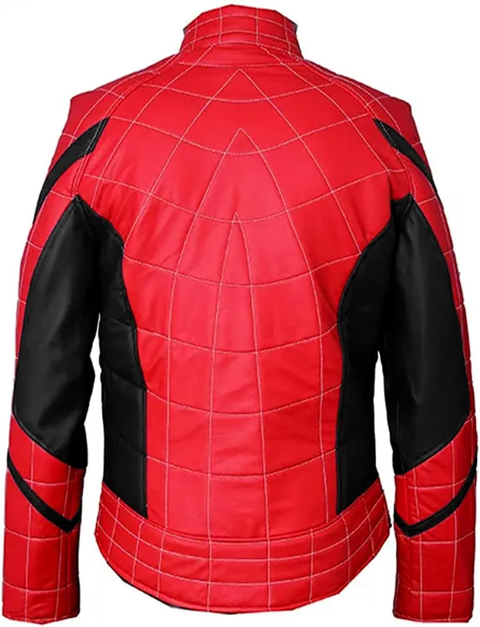 Spider Classic Men Web Red and Black Faux Leather Jacket