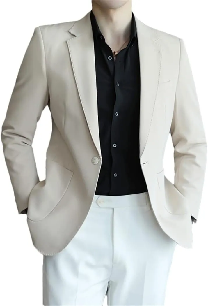 Spring Orange Blazers for Men Slim Fit Groom Wedding Suit Jacket Classic Plus Size Casual Suit Jacket