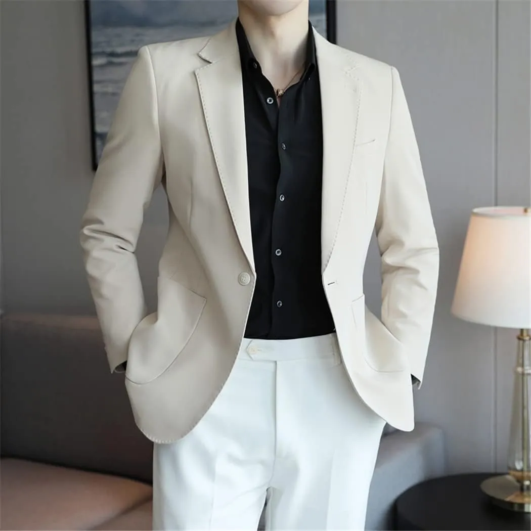 Spring Orange Blazers for Men Slim Fit Groom Wedding Suit Jacket Classic Plus Size Casual Suit Jacket