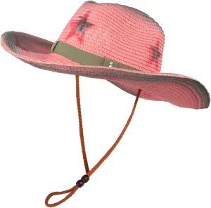 Star Graffiti Straw Hat Womens Western Cowboy Hat Large Brim Sun Visor Cowgirl Camping Outing Travel Beach Party Cap Pink