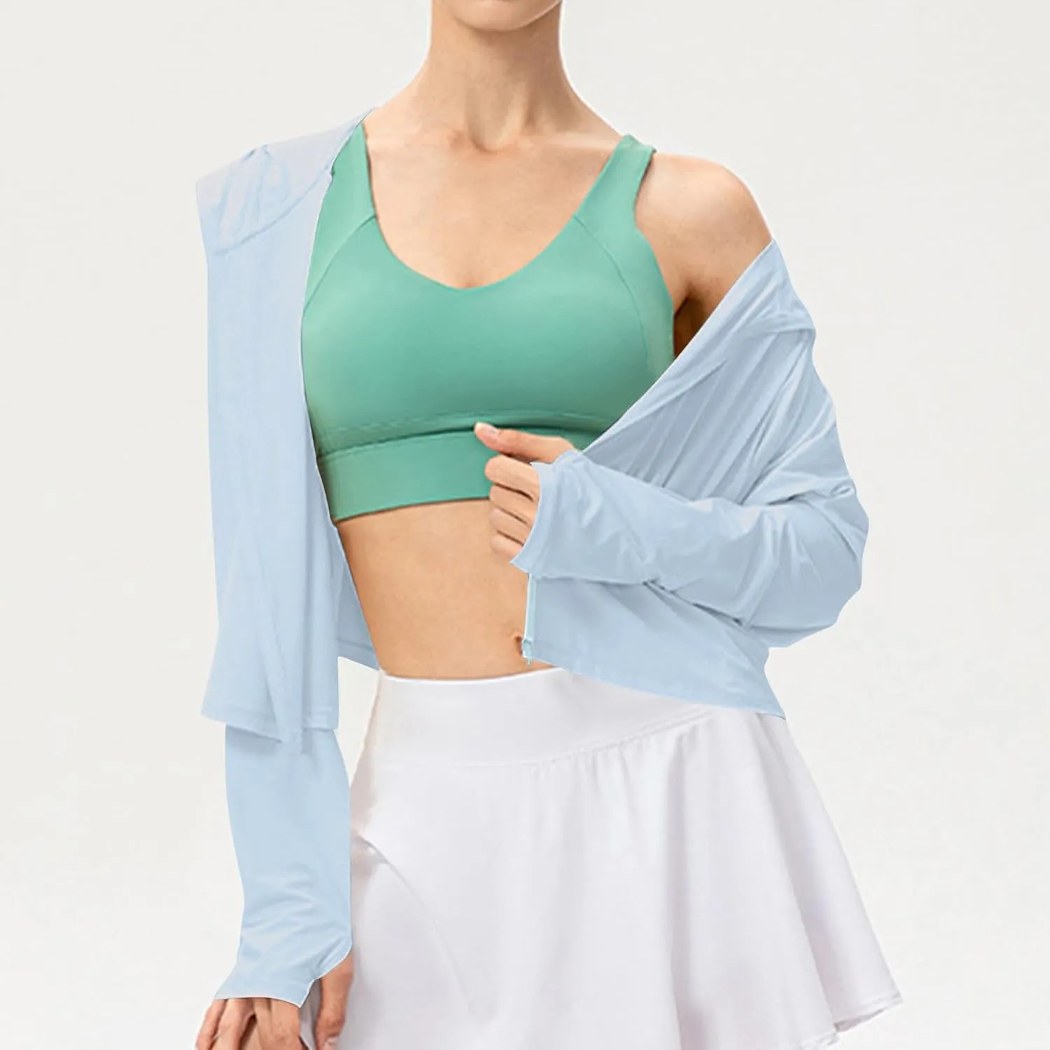 Sun Protection Clothing for Women - Long Sleeve Zip Up Hoodie for Running, Athletic Hiking Jacket Sun Shirt