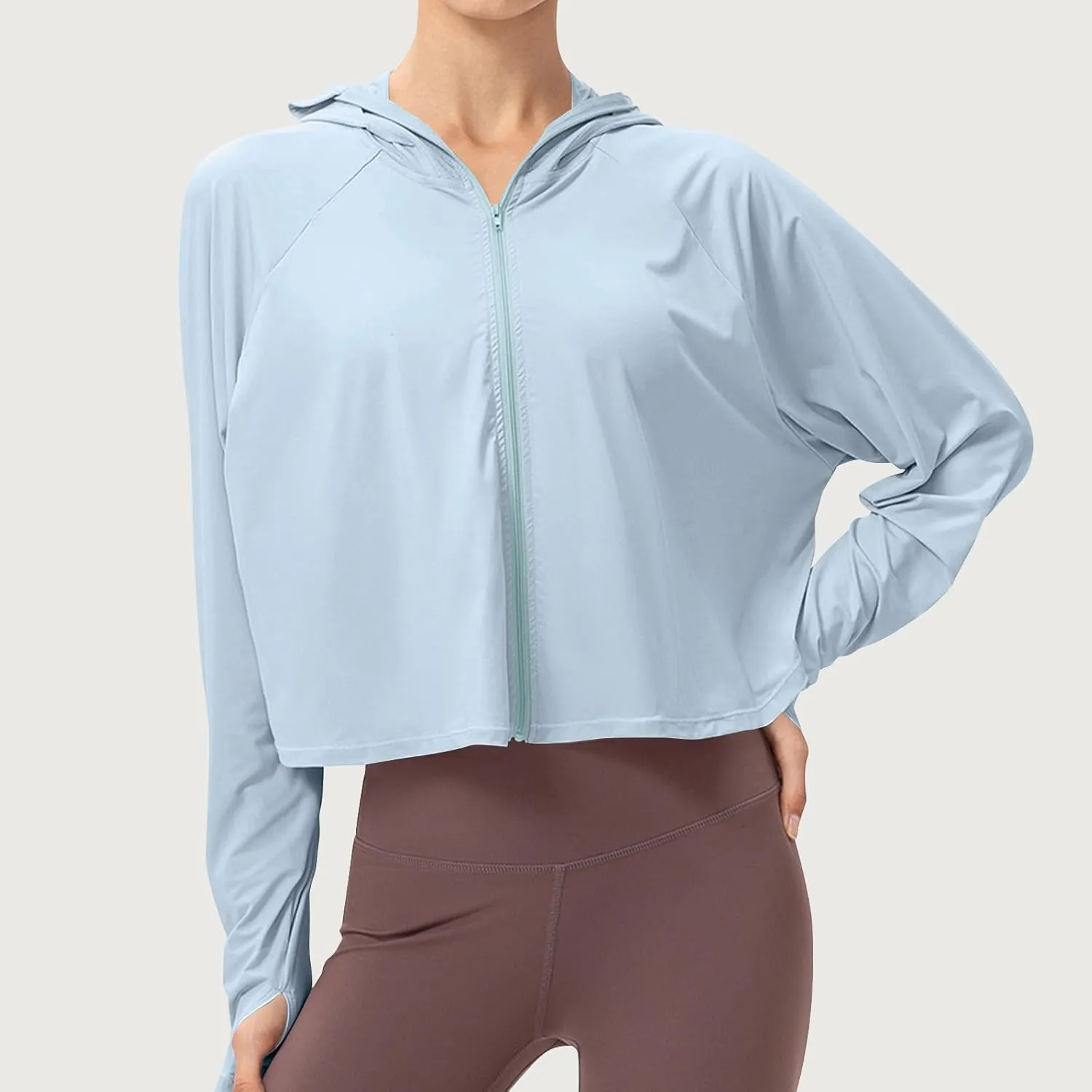 Sun Protection Clothing for Women - Long Sleeve Zip Up Hoodie for Running, Athletic Hiking Jacket Sun Shirt