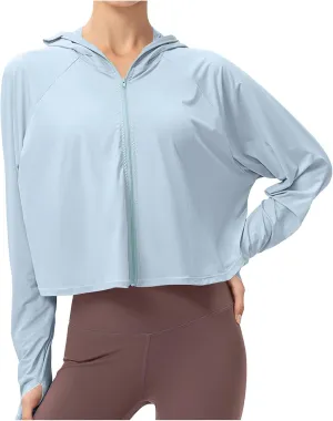 Sun Protection Clothing for Women - Long Sleeve Zip Up Hoodie for Running, Athletic Hiking Jacket Sun Shirt