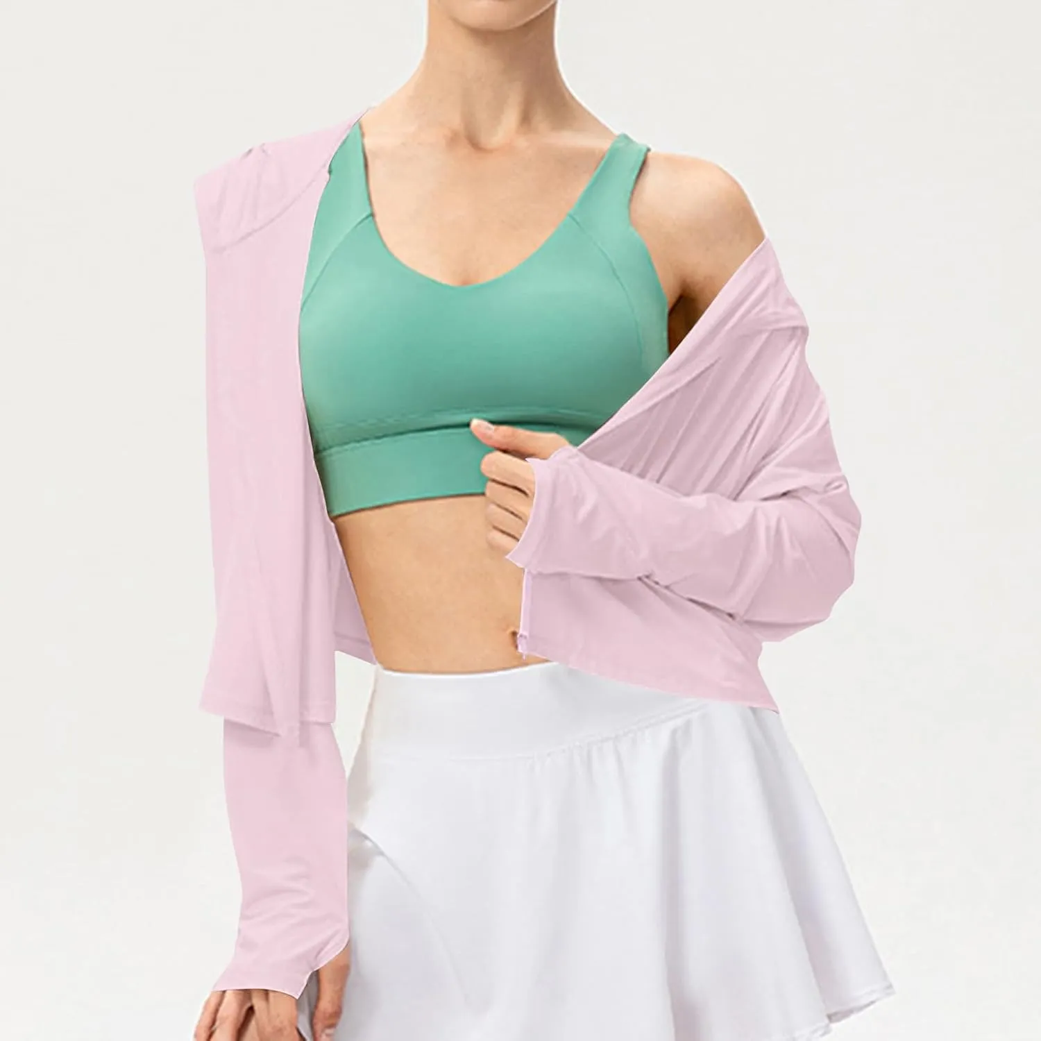 Sun Protection Clothing for Women - Long Sleeve Zip Up Hoodie for Running, Athletic Hiking Jacket Sun Shirt