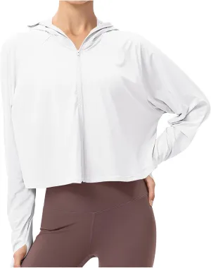 Sun Protection Clothing for Women - Long Sleeve Zip Up Hoodie for Running, Athletic Hiking Jacket Sun Shirt