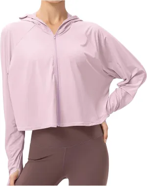 Sun Protection Clothing for Women - Long Sleeve Zip Up Hoodie for Running, Athletic Hiking Jacket Sun Shirt