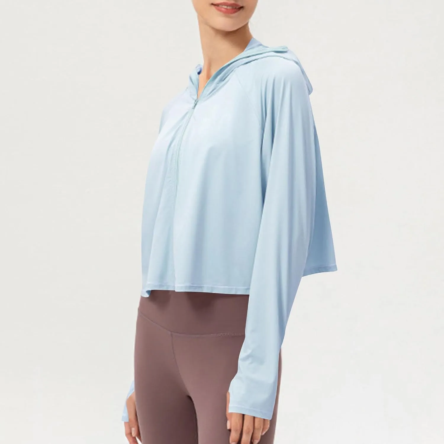 Sun Protection Clothing for Women - Long Sleeve Zip Up Hoodie for Running, Athletic Hiking Jacket Sun Shirt