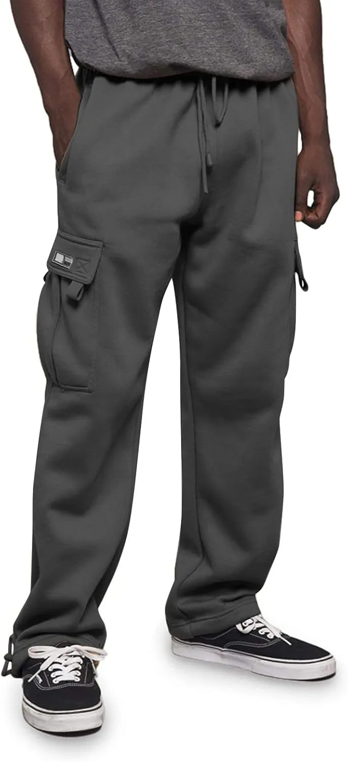 Sweatpants for Men High Street Fashion Leisure Loose Sports Running Solid Color Lace Up Pants Straight Leg Joggers