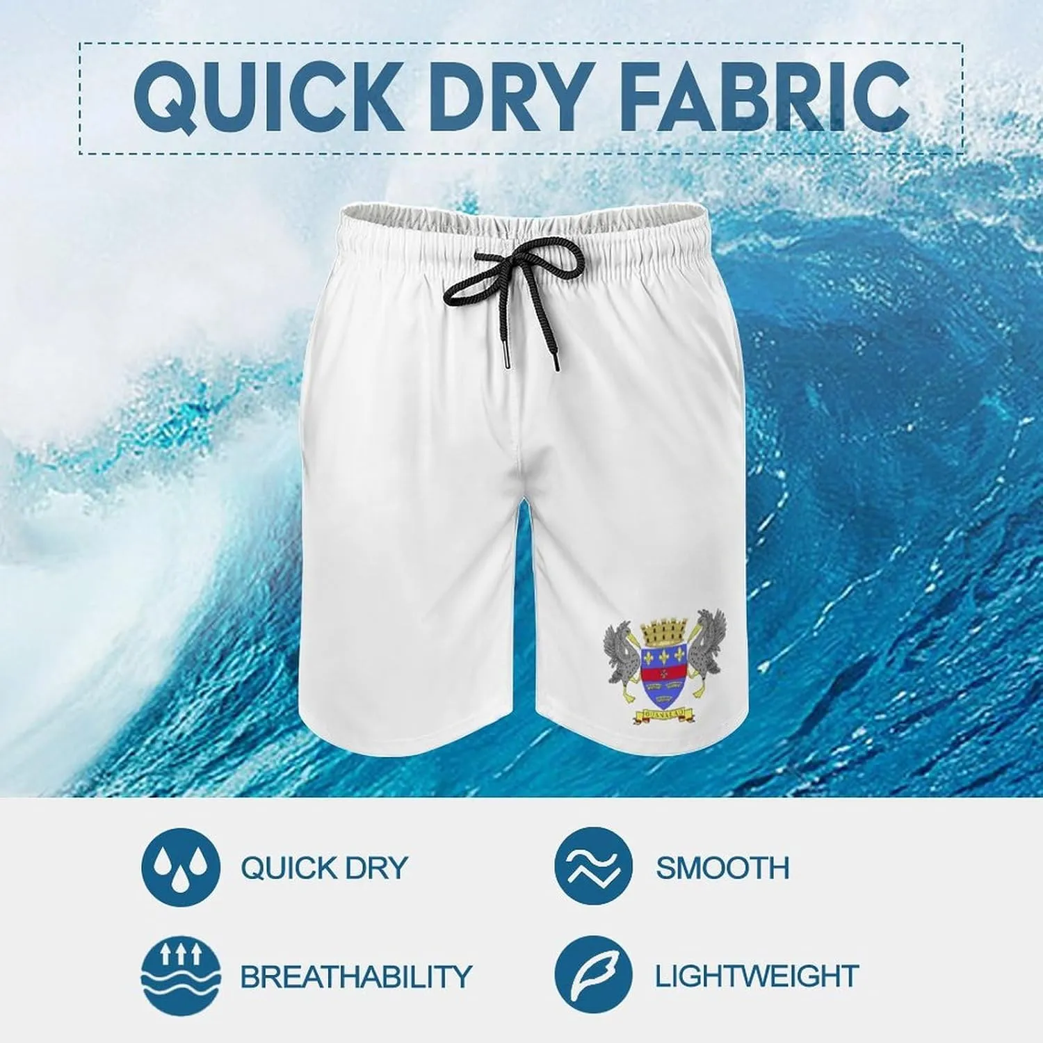 TAIZIYEAH Saint Barthelemy Flag Beach Shorts Casual Men's Swimming Trunks with Pockets Quick-Drying Printed Shorts M