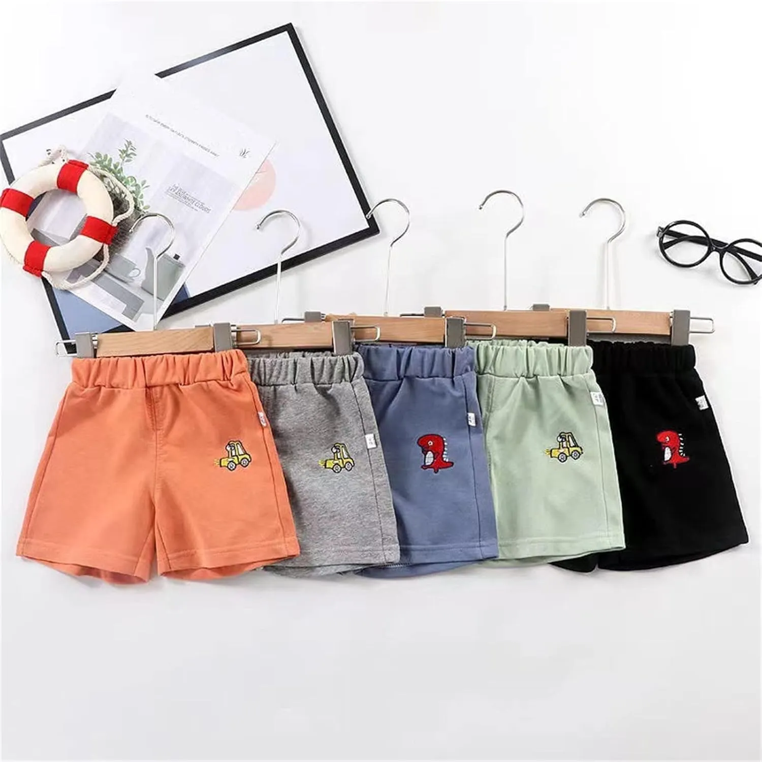 Toddler Boys Jogger Shorts Summer Athletic Short Sweat Pants Cute Dinosaur Printed Pull on Shorts for Boy Girl