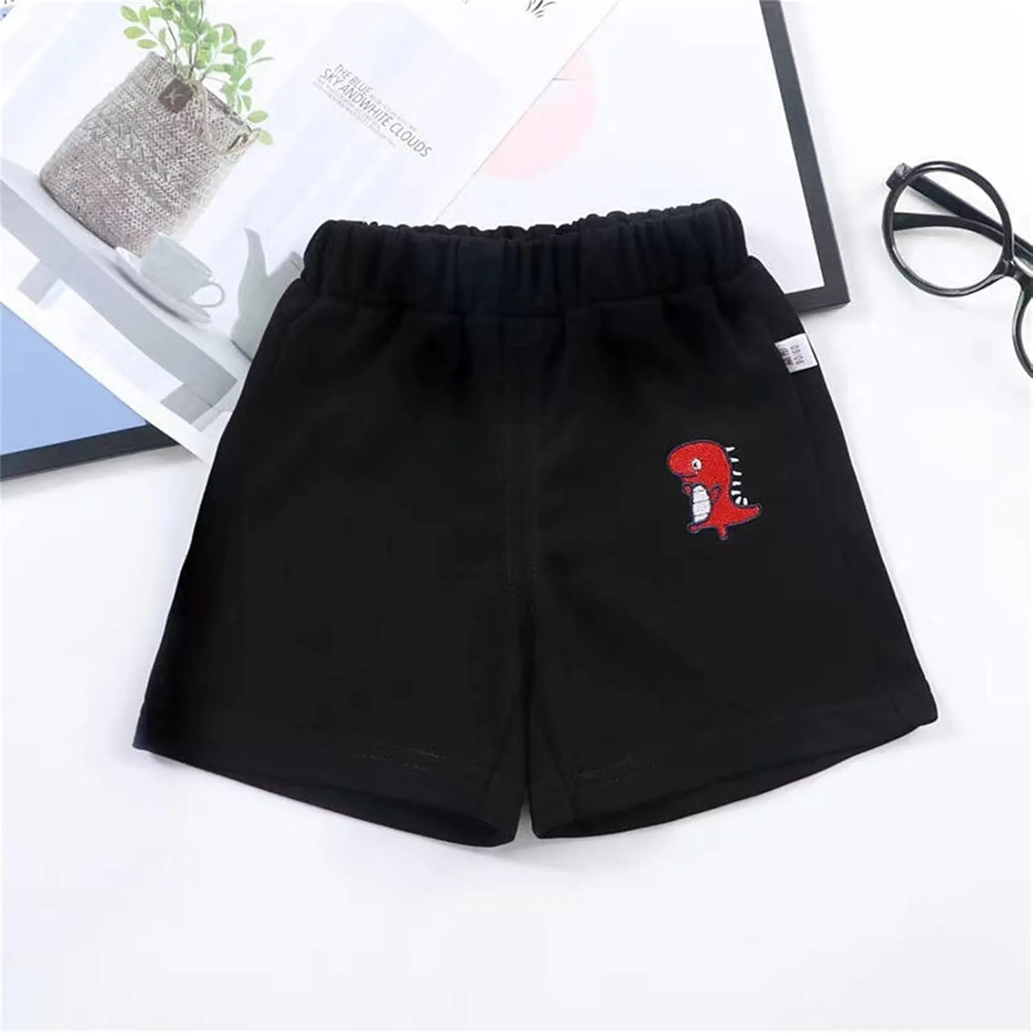 Toddler Boys Jogger Shorts Summer Athletic Short Sweat Pants Cute Dinosaur Printed Pull on Shorts for Boy Girl
