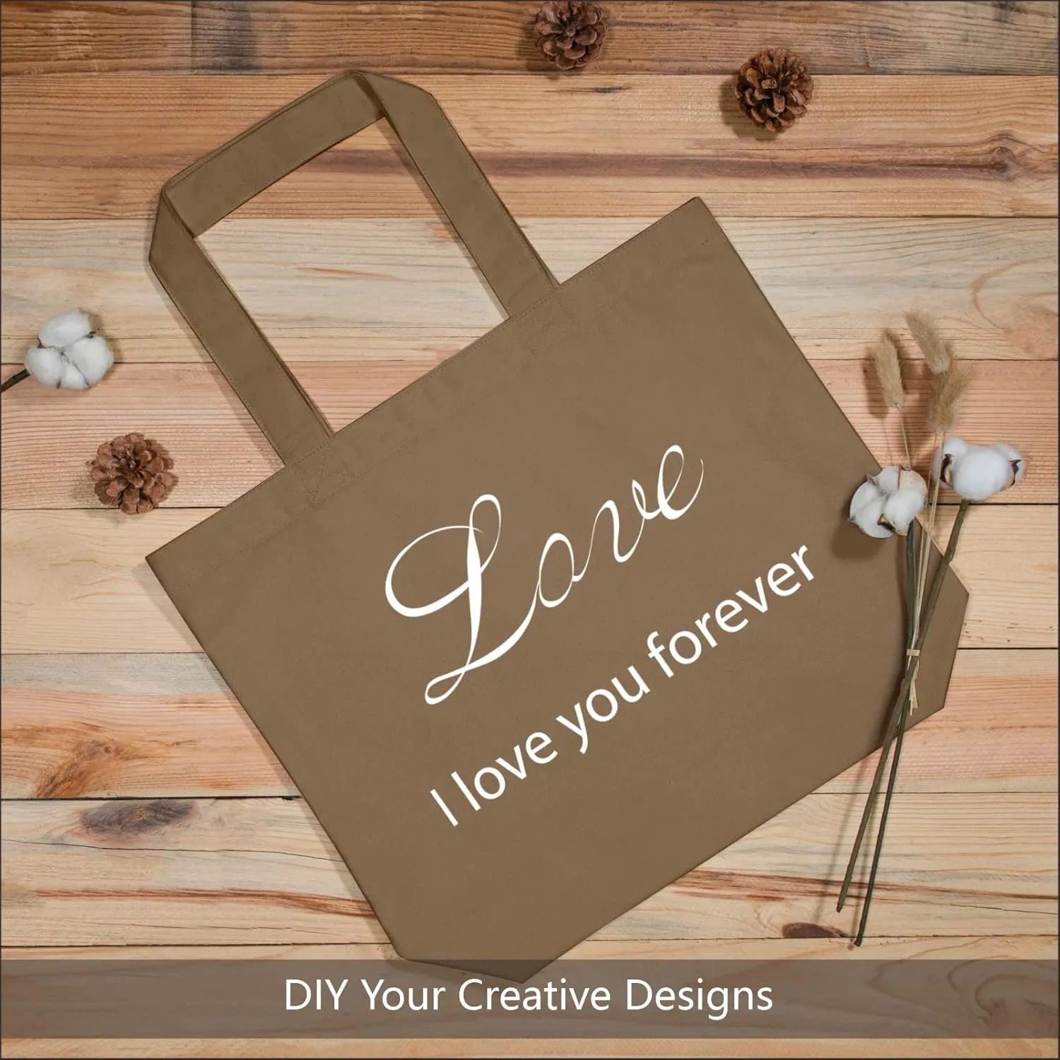 TOPDesign 1-Pack Super Strong Large 12oz Cotton Canvas Tote Bag, Reusable Grocery Shopping Cloth Bag, Fashionable Two-Tone Tote for Crafts, DIY Your Creative Designs
