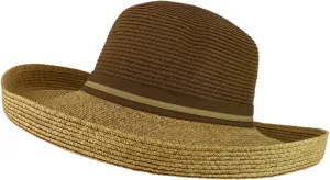 Trendy Apparel Shop UPF 50  Women's Kettle Tweed Brim Paper Braid Sun Hat