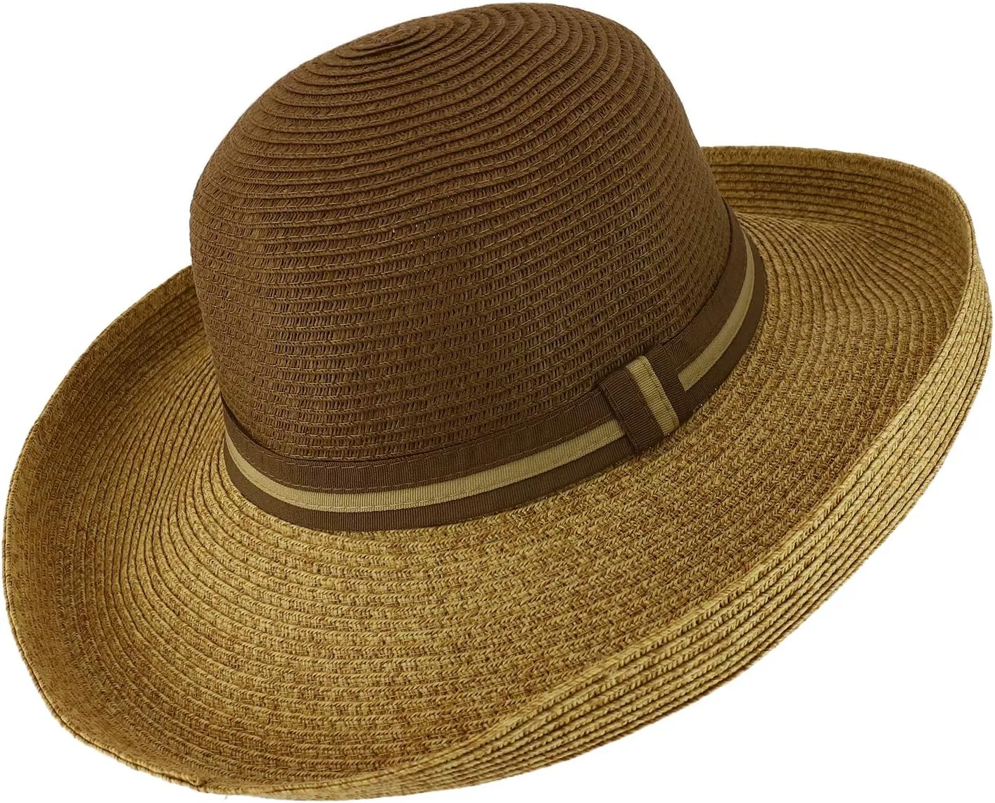 Trendy Apparel Shop UPF 50  Women's Kettle Tweed Brim Paper Braid Sun Hat