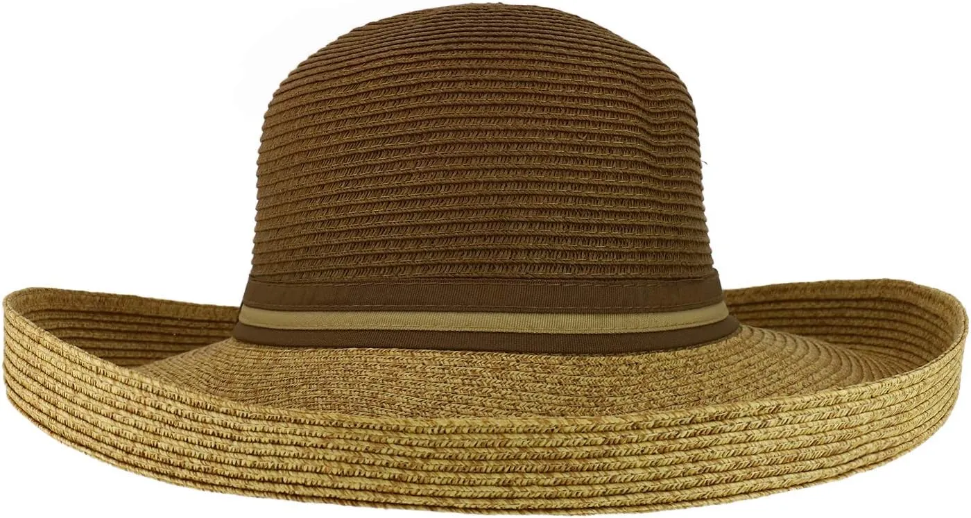 Trendy Apparel Shop UPF 50  Women's Kettle Tweed Brim Paper Braid Sun Hat