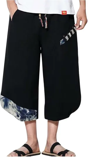 Trousers Pants for Mens Fall Summer Loose Fit Happy Casual Capri Pleated Straight Leg Elastic Waist Plain Long Leg Trousers Pants Man 2025 Clothing 4XL