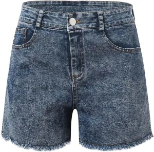 tuduoms Women's Plus Size Denim Shorts High Waisted Stretchy Raw Hem Jean Shorts Ripped Mid-Rise Summer Bermuda Shorts Beach