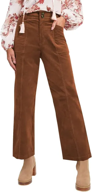 Vintage Corduroy Pants Women Dressy Baggy High Waisted Wide Leg Ankle Pants Trendy Casual Sailor Pants with Pockets