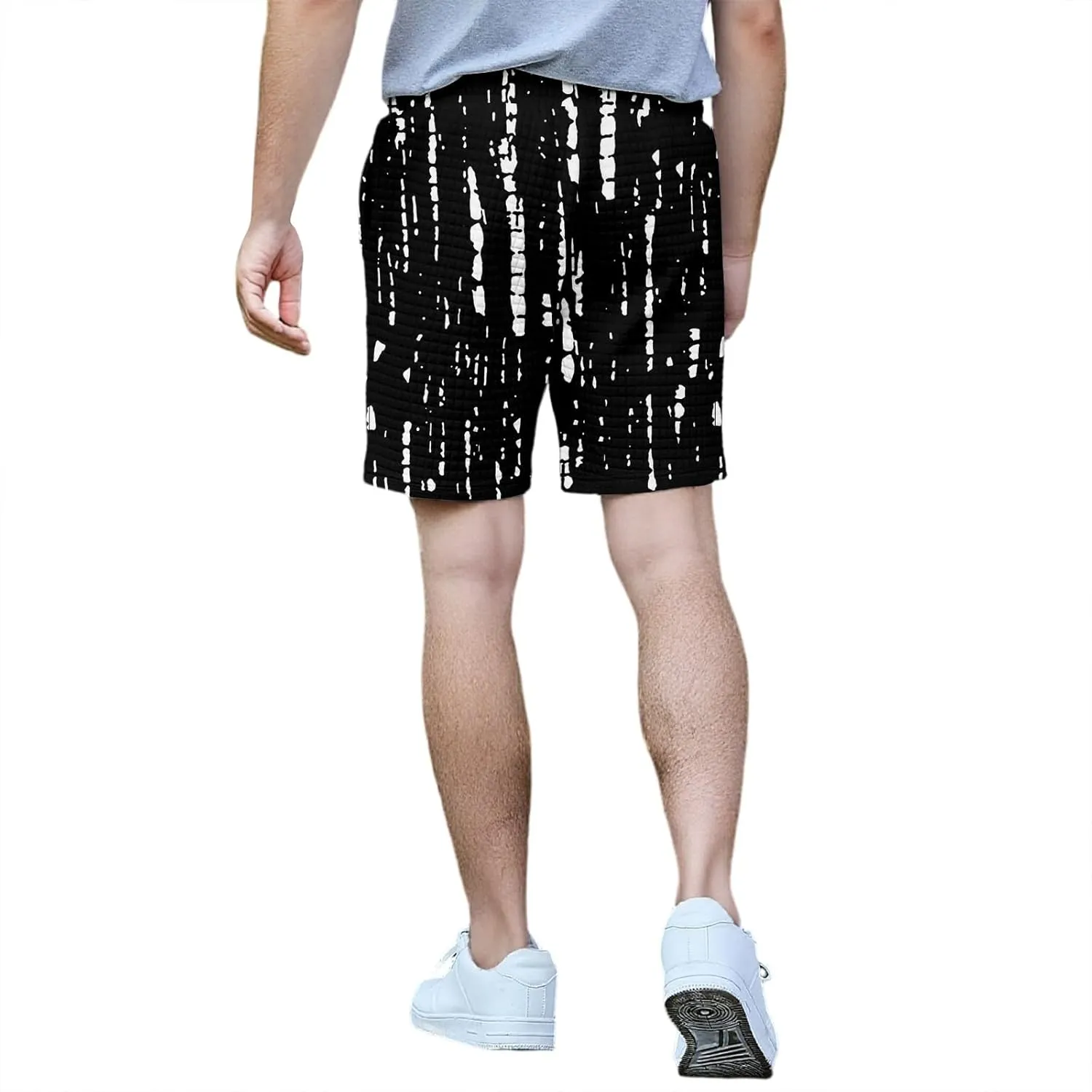 Waffle Shorts for Men Printed Elastic Waist Drawstring Soft Touch Casual Summer Lounge Shorts