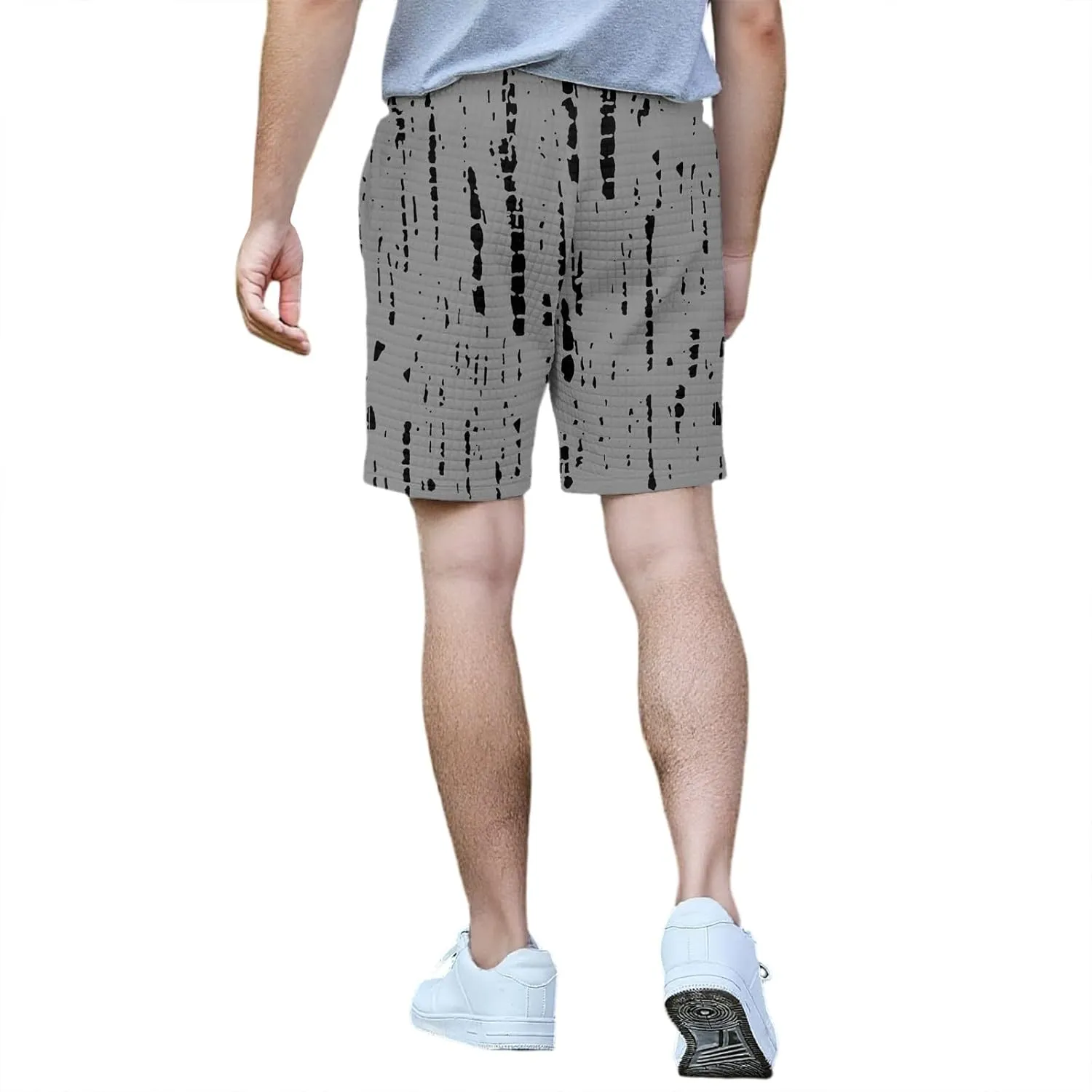 Waffle Shorts for Men Printed Elastic Waist Drawstring Soft Touch Casual Summer Lounge Shorts