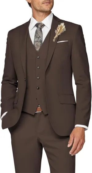 Wangyue Mens Suit 3 Piece Slim Fit Suit for Men Formal Business Suit Wedding Groom Prom Tuxedo Dinner Party
