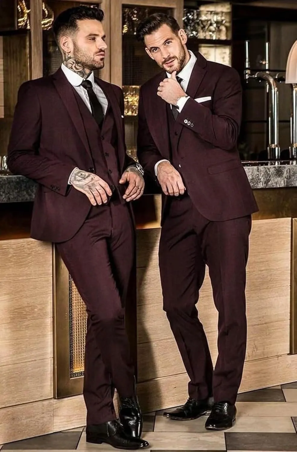 Wangyue Mens Suit 3 Piece Slim Fit Suit Wedding Prom Tuxedo Formal Business Suits Blazer Vest Pants Set