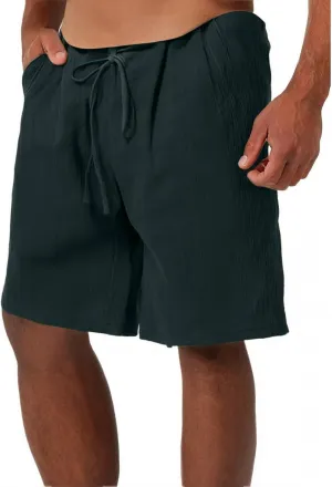 WENKOMG1 Mens Cotton Linen Shorts Lightweight Breathable Summer Linen Shorts Elastic Waist Drawstring Lounge Pants