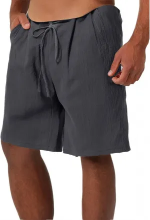 WENKOMG1 Mens Cotton Linen Shorts Lightweight Breathable Summer Linen Shorts Elastic Waist Drawstring Lounge Pants
