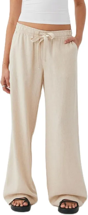 Wide Leg Pants for Women Elastic Waist Drawstring Palazzo Linen Pants Causal Summer Beach Pants with Pockets