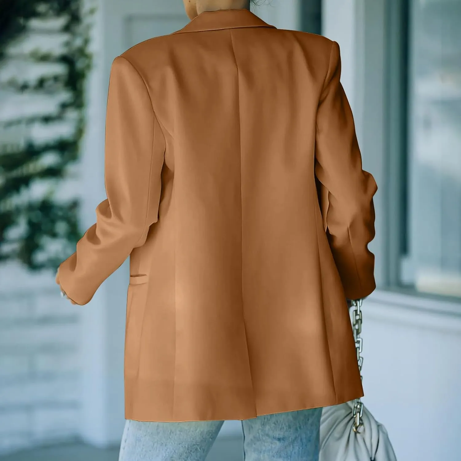 Wkishenl Blazers for Women Business Casual Long Sleeve Solid Blazer Jacket Button Down Open Front Jacket Work Office Suits