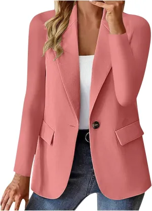 Wkishenl Lightweight Blazer for Women Business Casual Long Sleeve Jacket Spring Summer Solid Cardigan Blazers Work Suits 2025