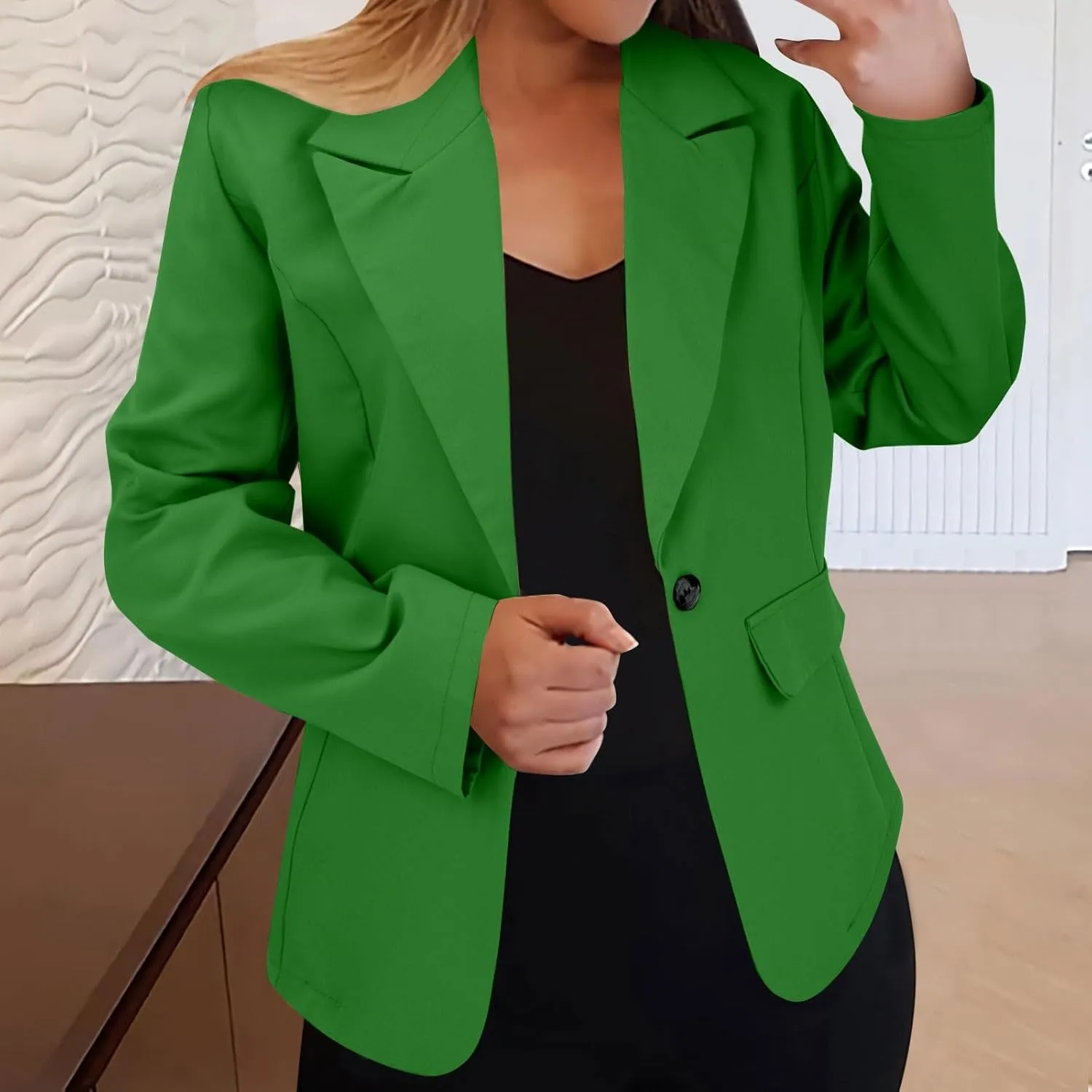 Women Blazers for Work Casual Business Casual Jackets Long Sleeve Lapel Open Front Cardigan Office Suit with Pockets