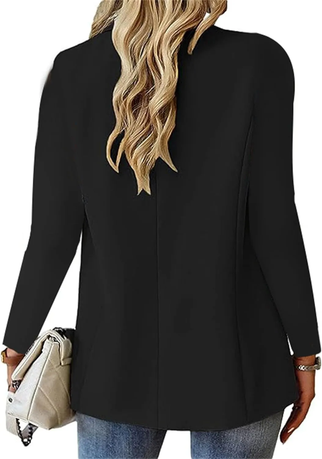 Women Blazers for Work Casual Button Lapel Open Front Business Blazer Dressy Long Sleeve Suit Jackets with Pocket