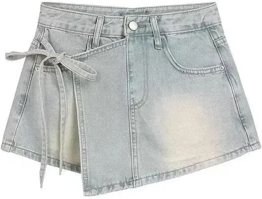 Women Blue Vintage Long Waist Petite Skirt Denim Cotton Material Summer Mid Length Casual Wear Skirt