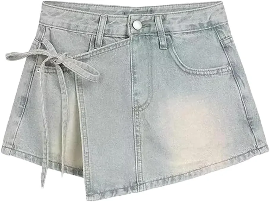 Women Blue Vintage Long Waist Petite Skirt Denim Cotton Material Summer Mid Length Casual Wear Skirt