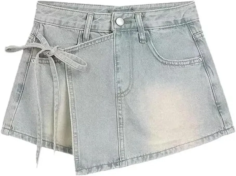 Women Blue Vintage Long Waist Petite Skirt Denim Cotton Material Summer Mid Length Casual Wear Skirt