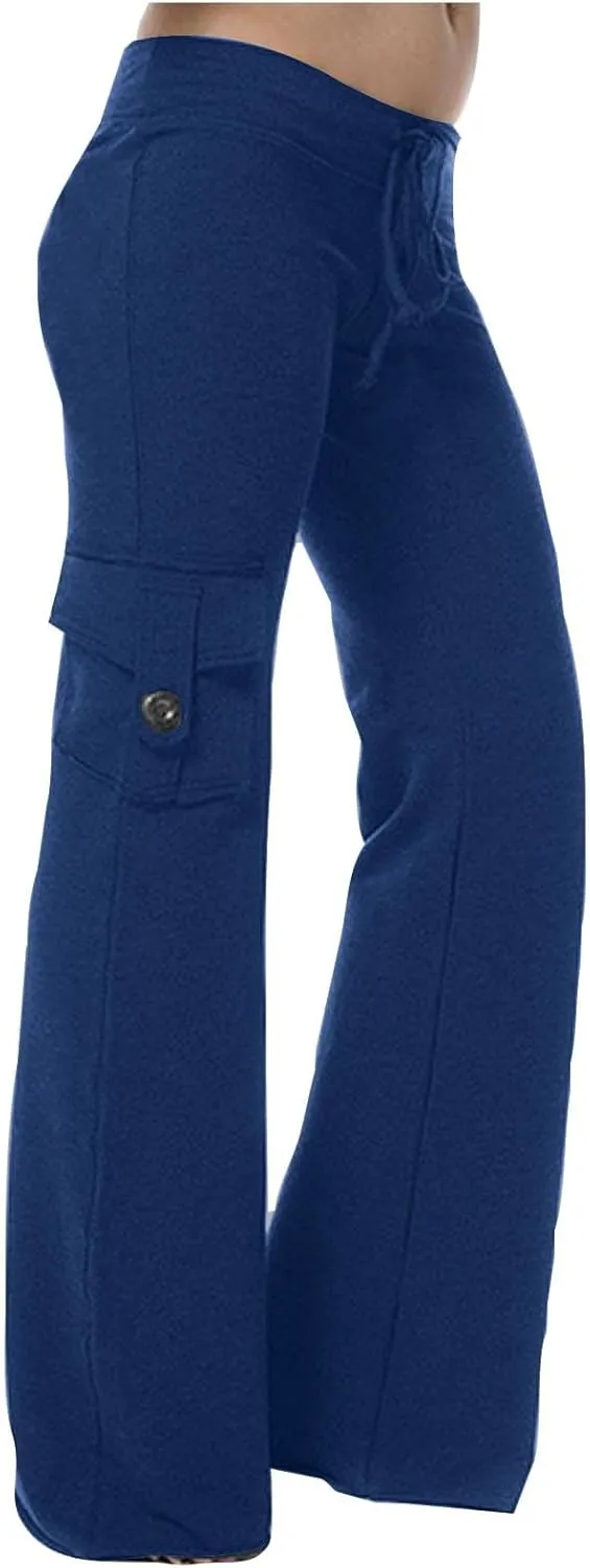 Women Cargo Pants 2025 Bootcut Yoga Pant Stretchy Trousers Wide Leg Workout Baggy Sweatpants with Pockets Trendy