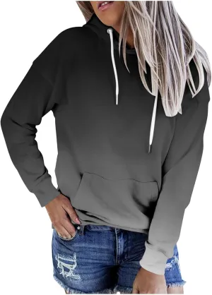 Women Casual Hoodies Tie-Dye Sweatshirt Fashion Y2k Oversized Pullover Drawstring Long Sleeve Tops Loose Fit Blouse