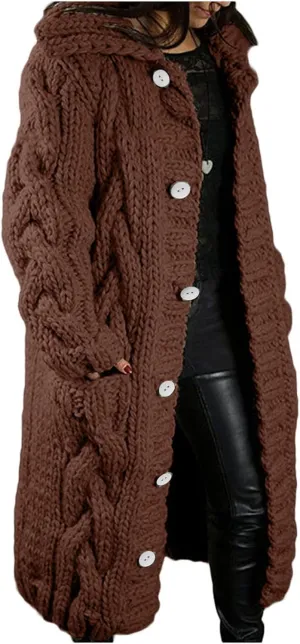 Women Open Front Cardigan Fall Winter Hoodies Oversized Knit Chunky Button Down Casual Loose Fit Long Sweater 2023